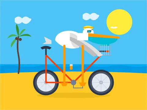 A pelican riding a bicycle, SVG drawn by the model
