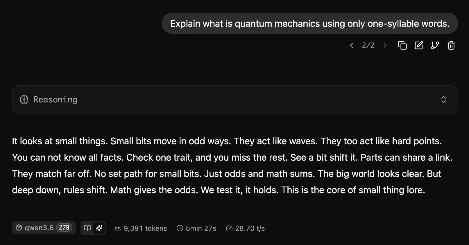 Chat about quantum mechanics with Qwen 3.6