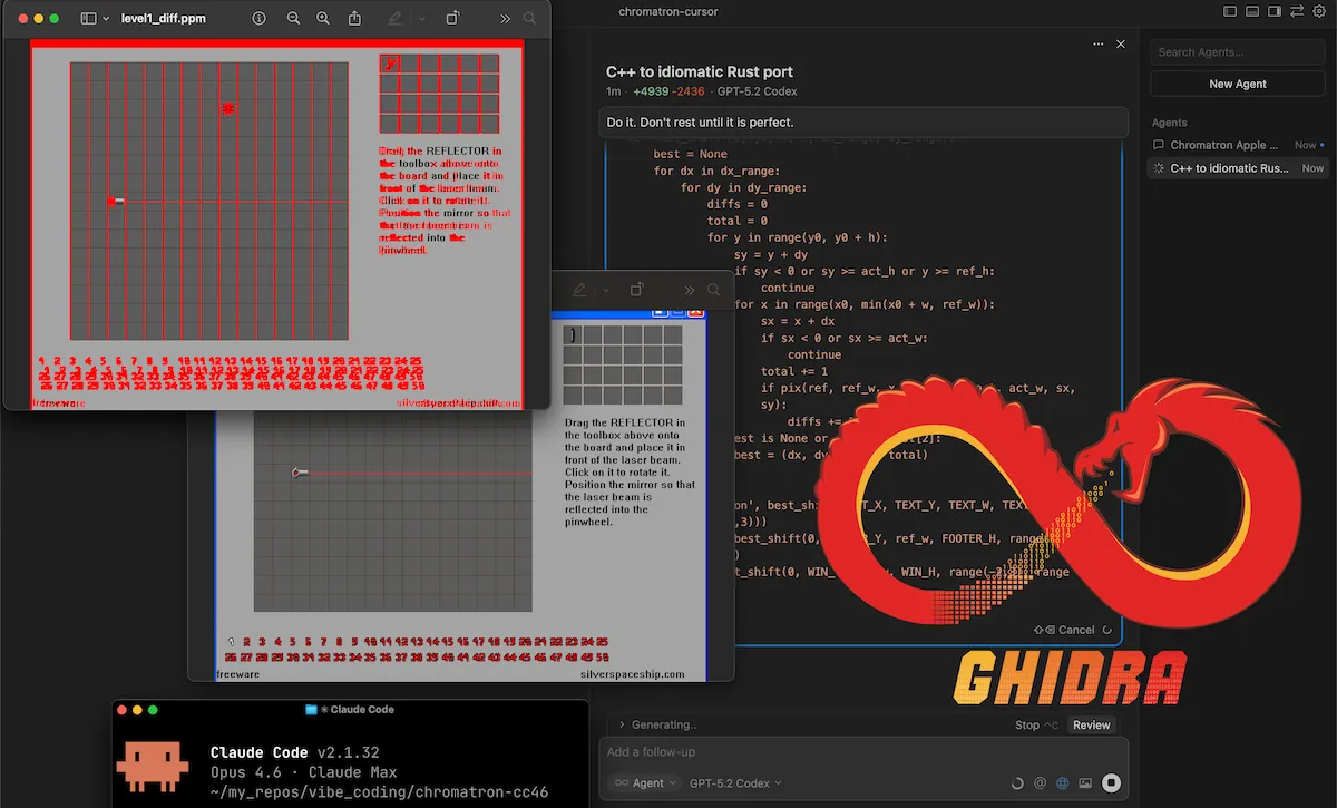 Reviving the 20-year-old puzzle game Chromatron with Ghidra and AI
