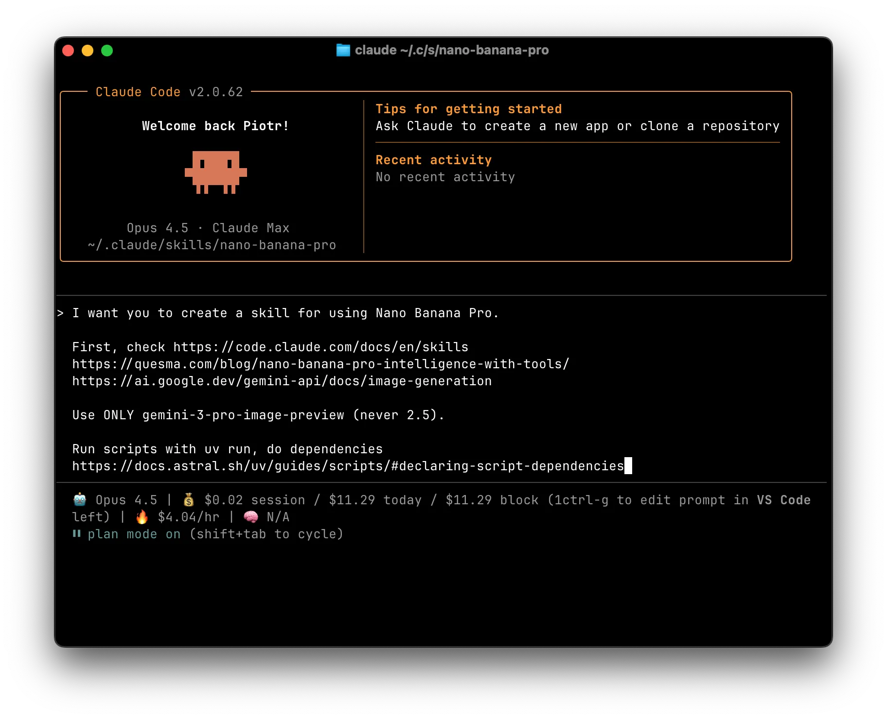 Claude Code - make me a skill screenshot