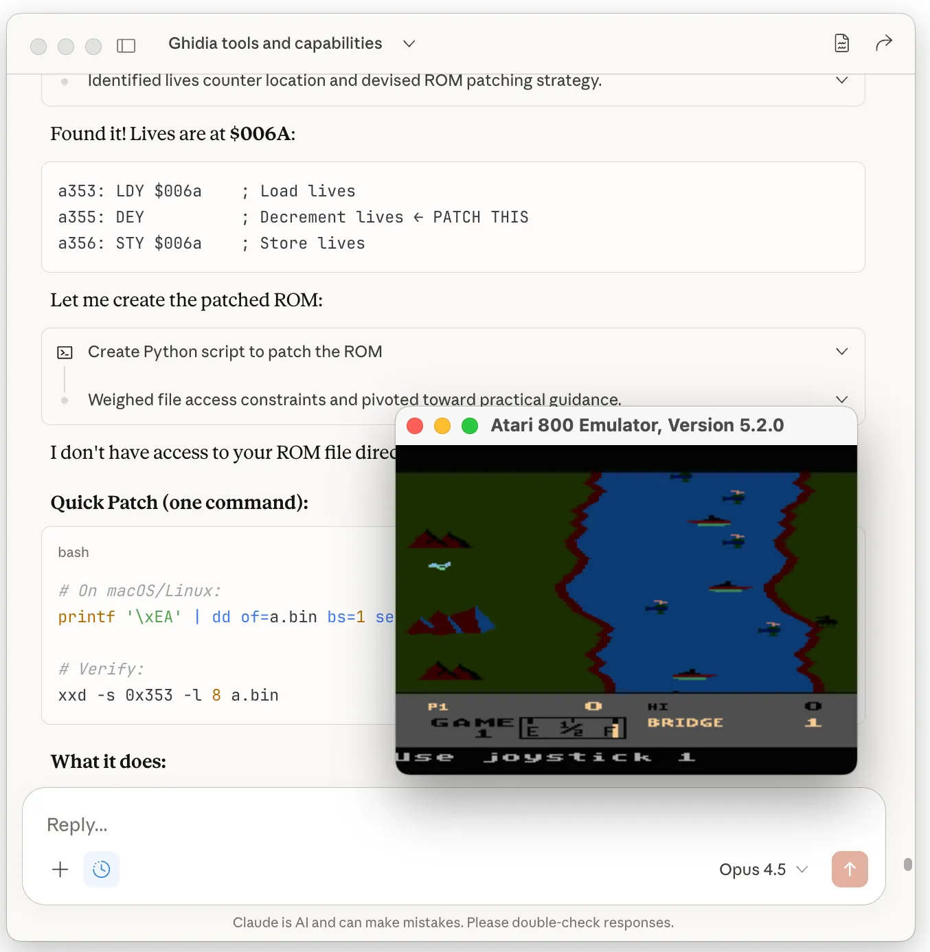 Claude finding the lives decrement code