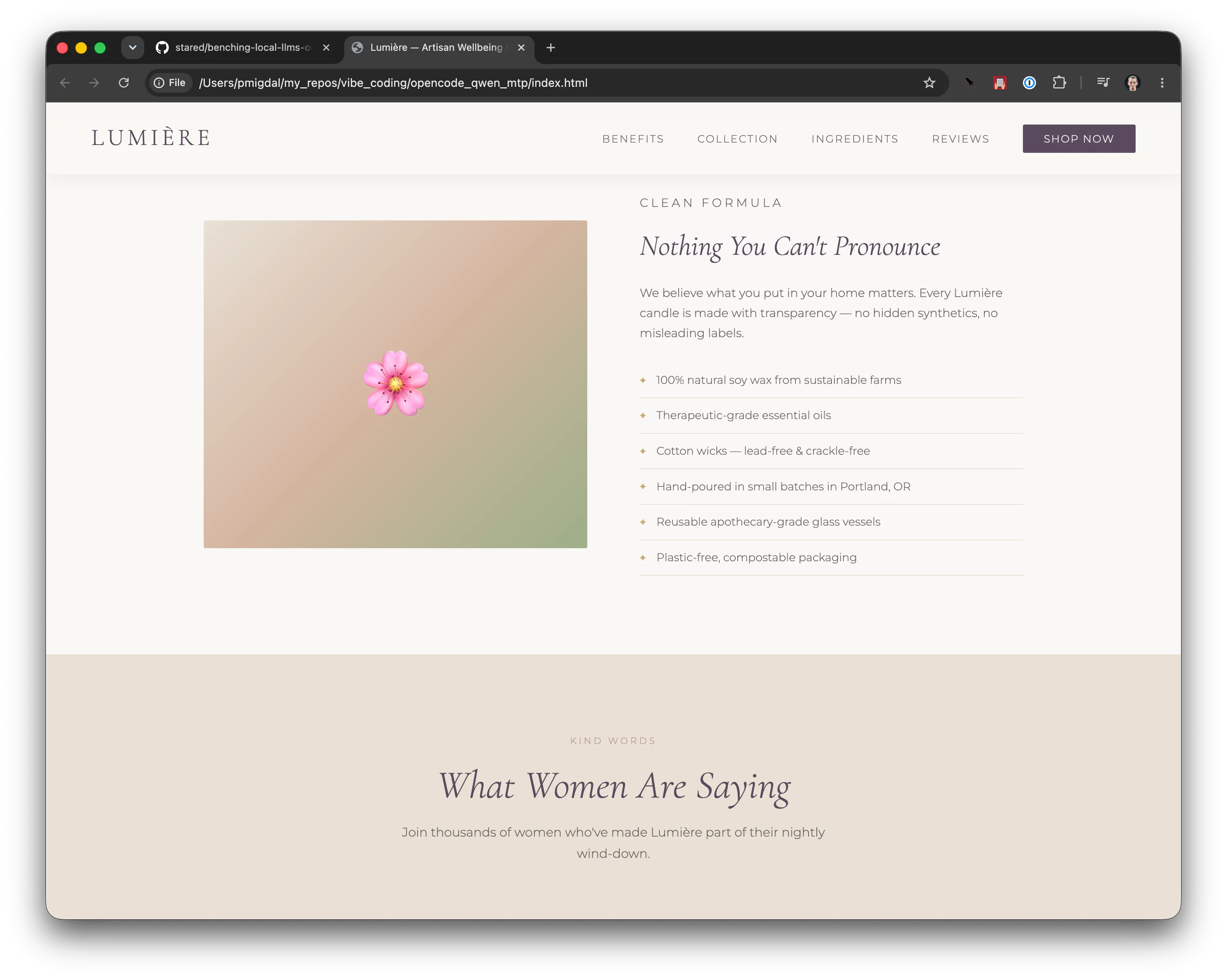 A landing page by Qwen 3.6
